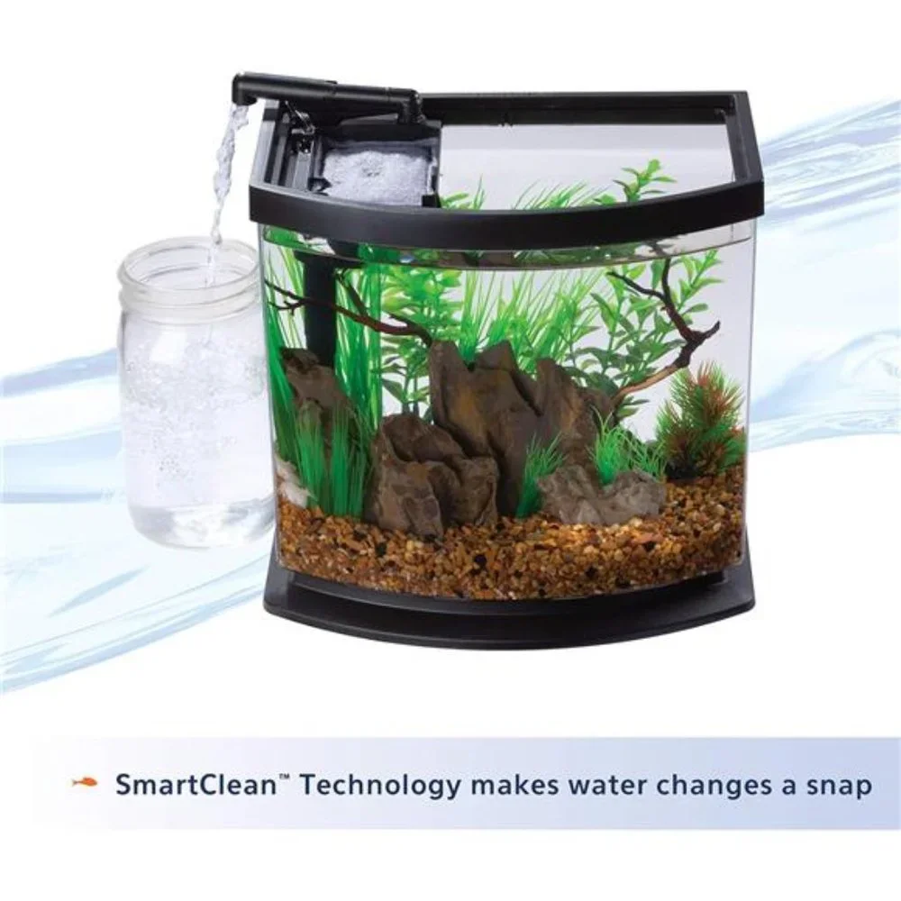 Aqueon LED MiniBow Small Aquarium Fish Tank Kit SmartClean Technology 2.5 Gallon